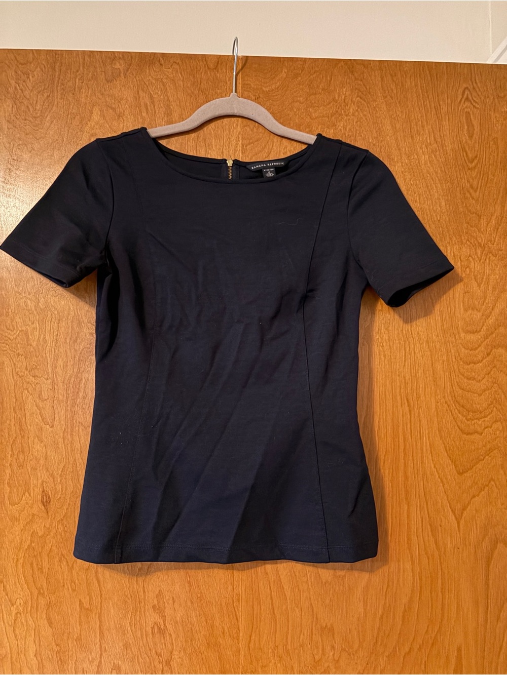 Banana Republic Navy Short-Sleeve Ponte Top